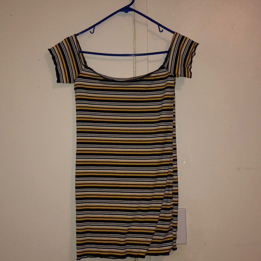 Yellow white black dress